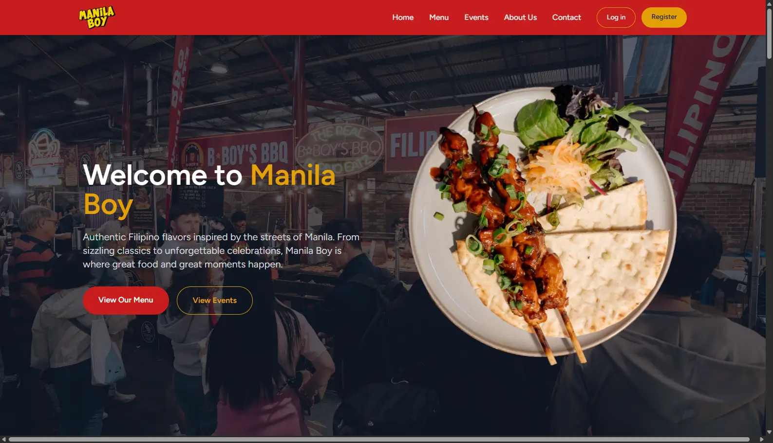 Manila Boy Restaurant Website – Scalable Menu & Events Management System